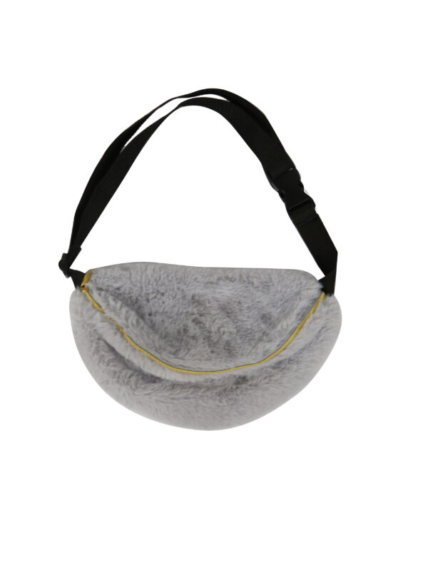Travel Grey fur fanny pack scaled 1