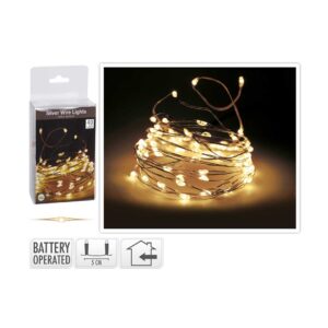 SILVER-WIRE-GOLDEN-40 LED- FLASHING BULBS - BATTERY-OPERATED