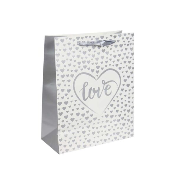 Valentines Love Silver White Gift Bag