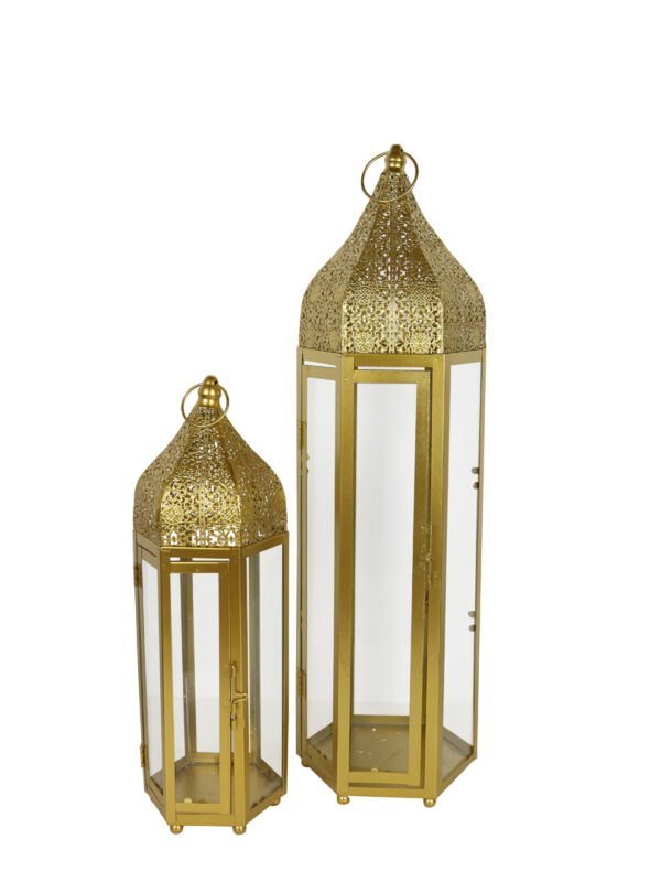 Ramadan-Lanterns-Golden-Arabsque-long-transparent-glass-lanterns