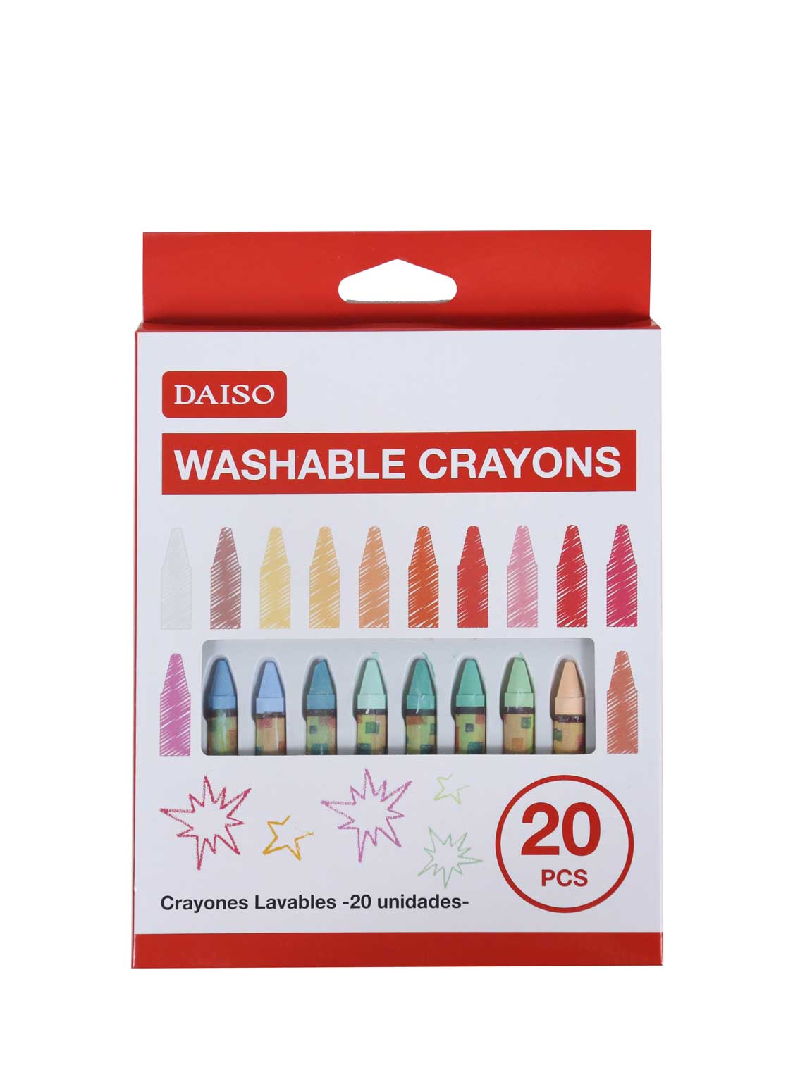 Washable Crayons - 20 Colors - Daiso Japan Middle East
