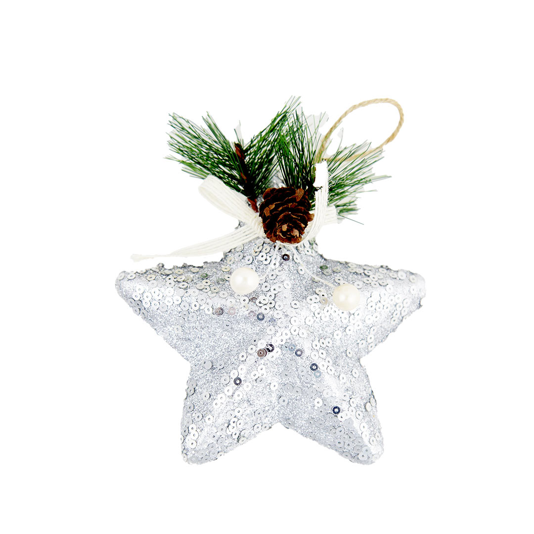 Glittery White Star Hanging Decoration - Daiso Japan Middle East